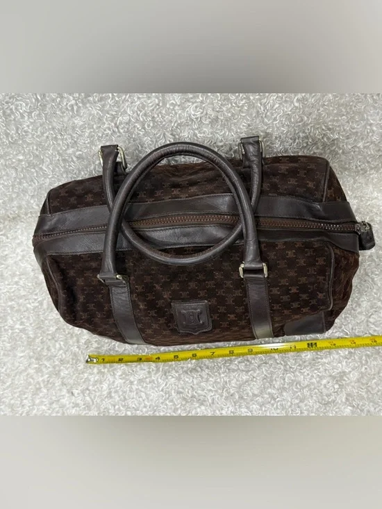 Céline Celine Brown Macadam Suede Boston Bag - Picture 10 of 15